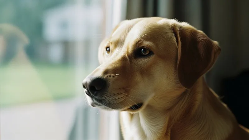 Calm, happy dog after training